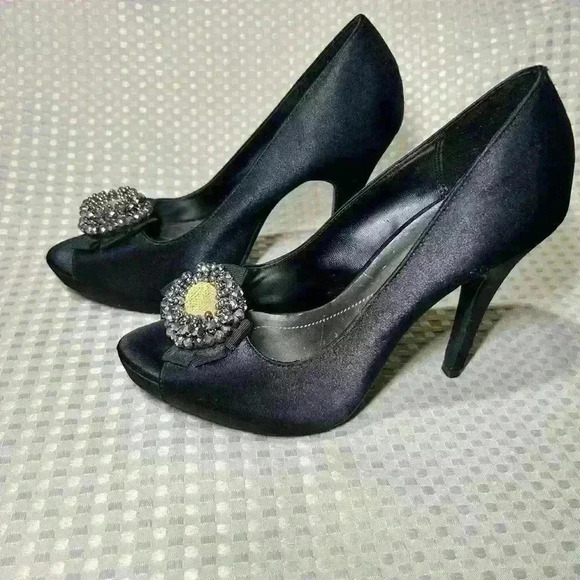 Apt 9 Womens Cindy Black Rhinestone Flower - Picture 8 of 11